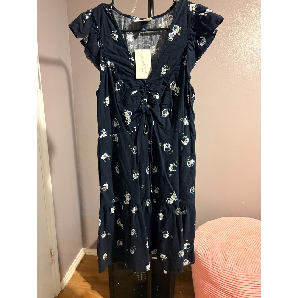 Universal Threads Navy Dress with Floral Print, Short Sleeve - Sz S - NWT